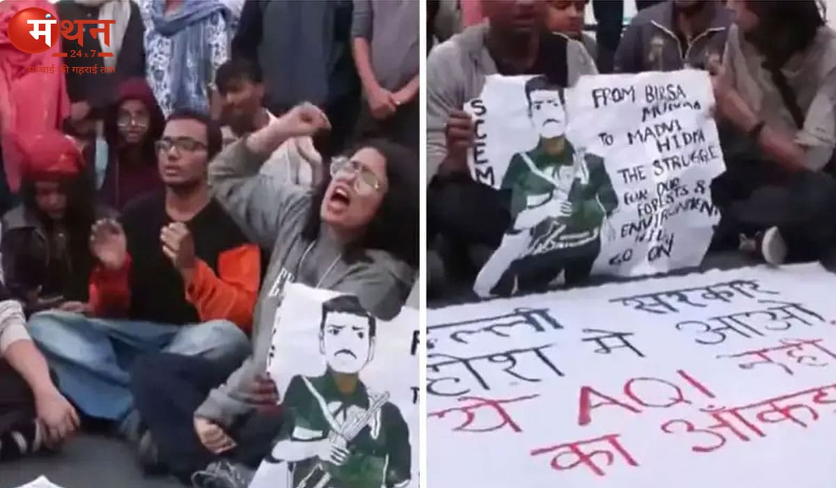 दिल्ली प्रदूषण प्रदर्शन में हिंसा: हिडमा के पोस्टर, पुलिस पर मिर्च स्प्रे, 22 गिरफ्तार