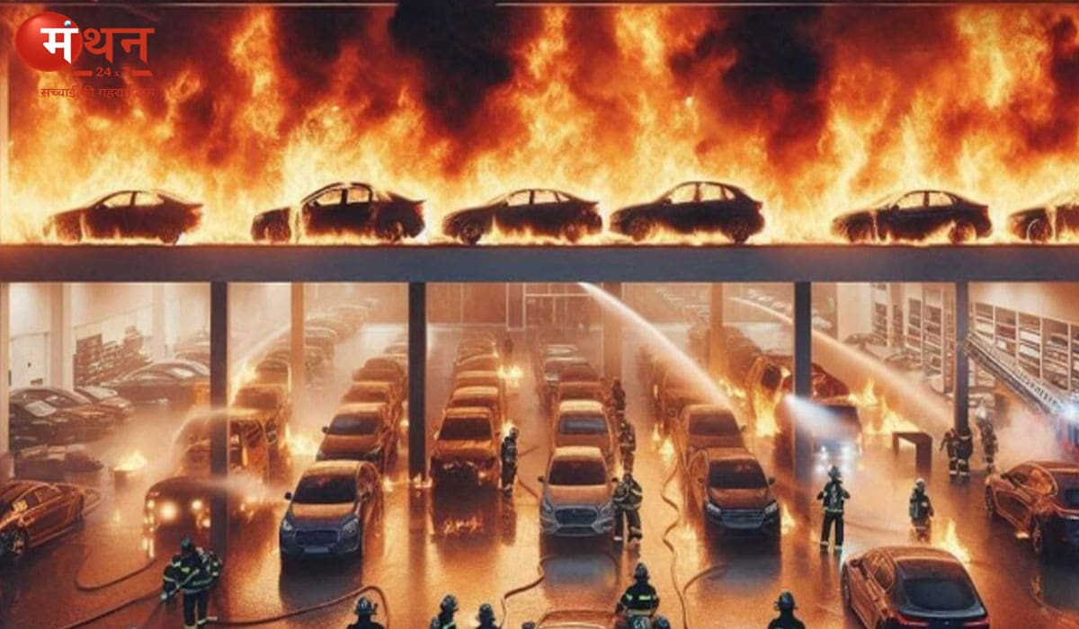 नकाबपोश बदमाशों ने लग्जरी कार वर्कशॉप में लगाई आग, मर्सिडीज-ऑडी सहित 18 गाड़ियां जलकर खाक