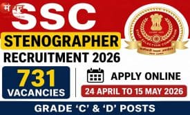 एसएससी स्टेनोग्राफर भर्ती 2026: 731 पदों पर आवेदन शुरू, 12वीं पास युवाओं के लिए बड़ा अवसर