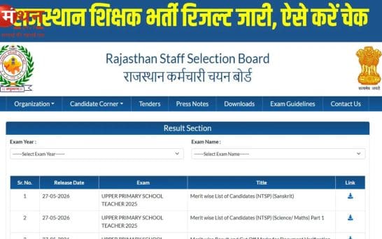 राजस्थान प्राइमरी और अपर टीचर मुख्य परीक्षा का रिजल्ट जारी, उम्मीदवार ऐसे डाउनलोड करें PDF
