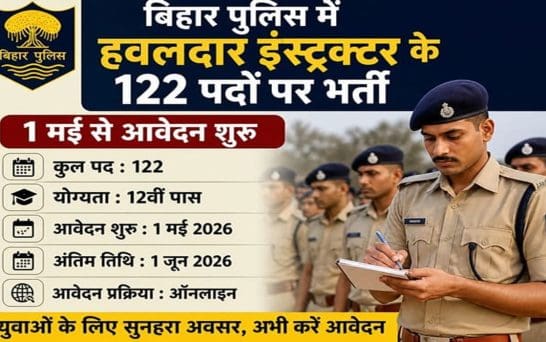 बिहार पुलिस में हवलदार इंस्ट्रक्टर भर्ती शुरू: 12वीं पास युवाओं के लिए सुनहरा अवसर
