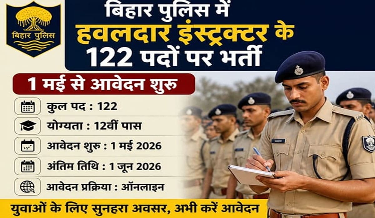 बिहार पुलिस में हवलदार इंस्ट्रक्टर भर्ती शुरू: 12वीं पास युवाओं के लिए सुनहरा अवसर